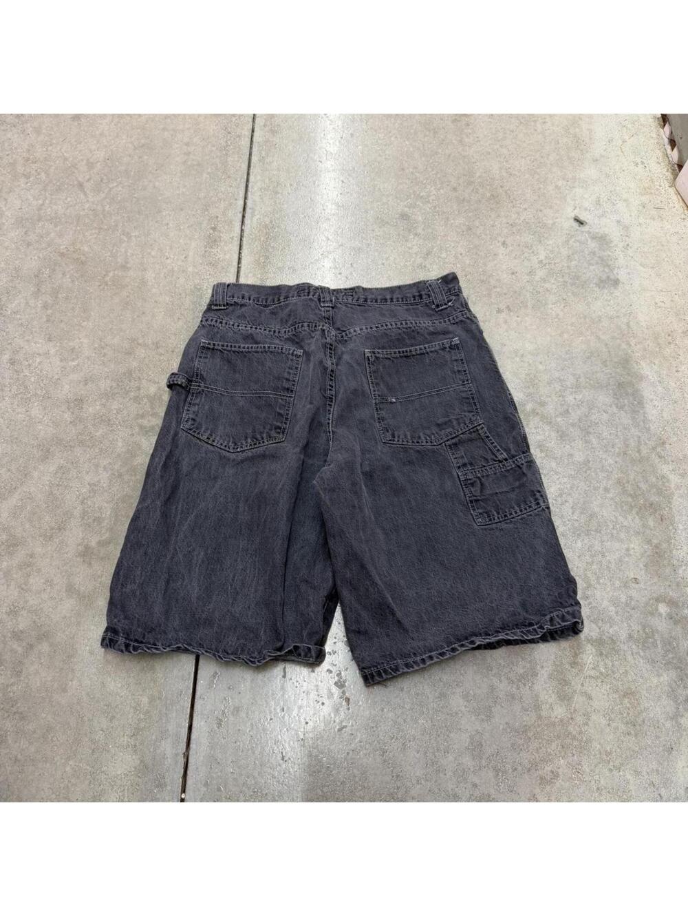 vintage icq jeans black relaxed baggy fit jean shorts jorts size 34